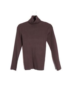 POMANDER PLACE Arlo Ribbed Turtleneck Brown Long Sleeve Women's L